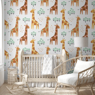 Wildlife Safari Cute Giraffe Pattern Wallpaper