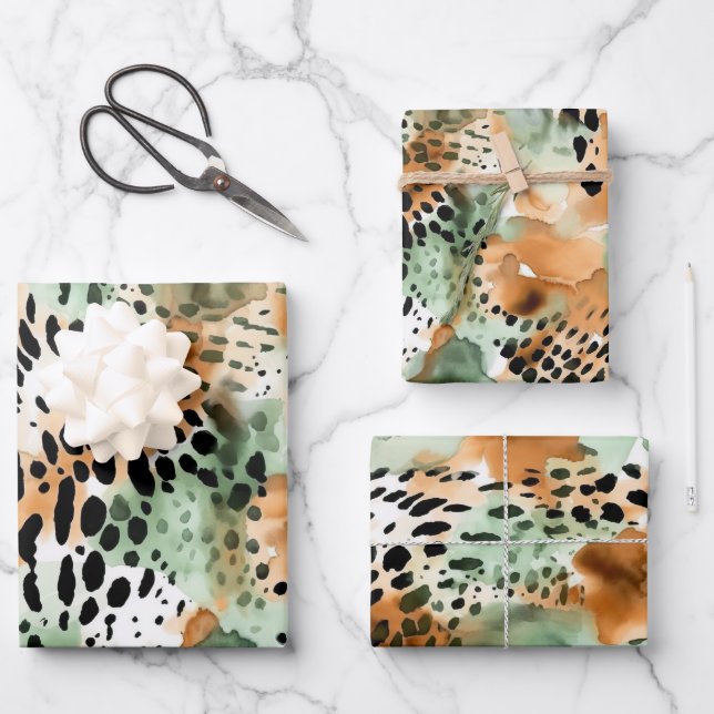 Wildlife Safari Furs Prints Patterns Exotic Jungle Wrapping Paper Sheet (Front)