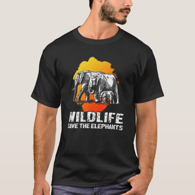 Wildlife Save The Elephants Wilderness Safari Afri T-Shirt (Front)