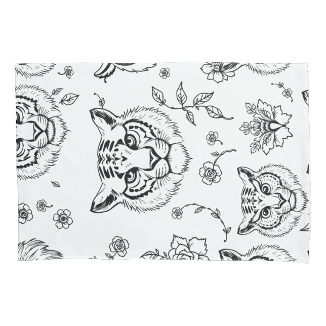 Wildlife Sketch Pattern – Hand-Drawn Design 2 Pillowcase (Front-Left)