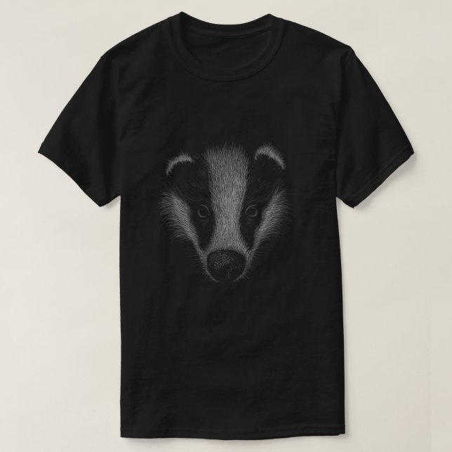 WildLife SketchArt European Badger Pencil Drawing T-Shirt (Design Front)