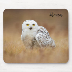 Wildlife Snowy Owl Themed Mouse Pad