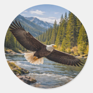 Wildlife Soaring Bald Eagle Classic Round Sticker