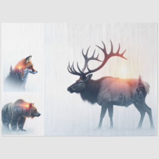 wildlife sunset double exposure bundle tissue paper