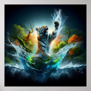 Wildlife Tiger Splash Poster