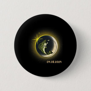 Wildlife Total Solar Eclipse 2024 Fishing Solar Ec 6 Cm Round Badge