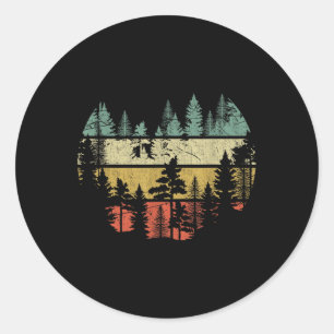 Wildlife Trees Outdoors Nature Retro Forest Sleeve Classic Round Sticker