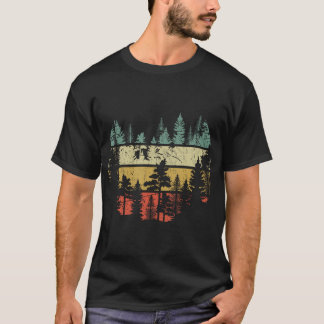Wildlife Trees Outdoors Nature Retro Forest Sleeve T-Shirt