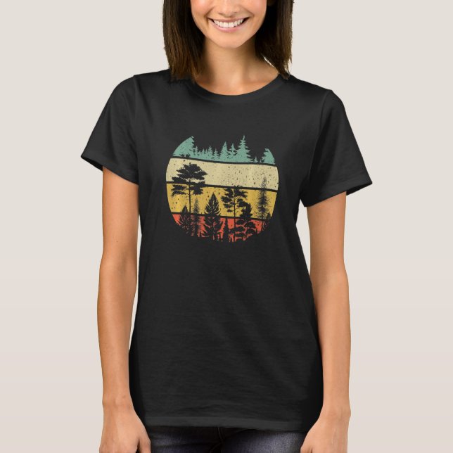 Wildlife Trees  Outdoors Nature Retro Forest T-Shirt (Front)