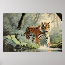 Wildlife Tropical Rain Forest Tiger Vintage 