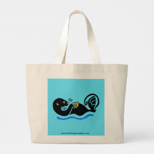 Wildlife warrior - Sea OTTER-Blue large tote bag