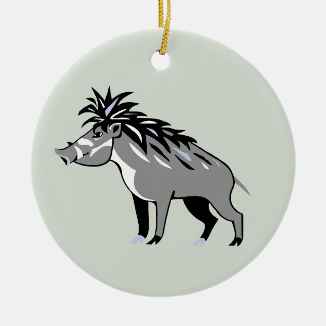 Wildlife - Warty PIG - Endangered animal - Warthog Ceramic Ornament (Front)