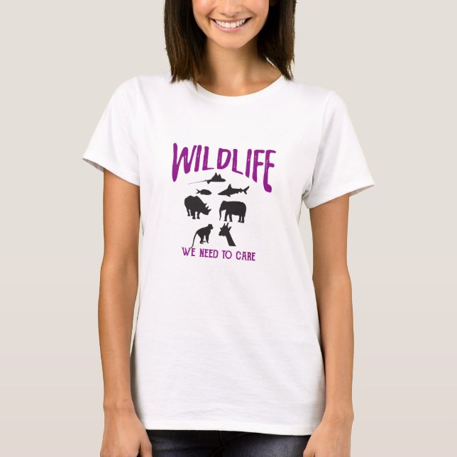 Wildlife We need to care Animal Silhouettes Tshirt (Front)