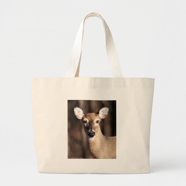 Wildlife Whitetail Deer Doe Portrait Large Tote Bag (Front)