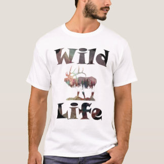 Wildlife with Bugling Elk Watercolor design T-Shirt