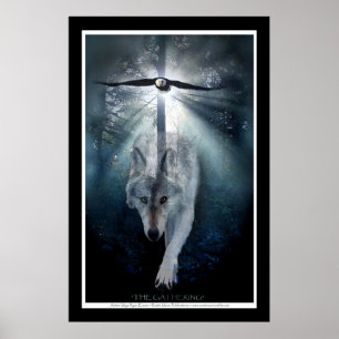 Wildlife Wolf & Eagle Art Print