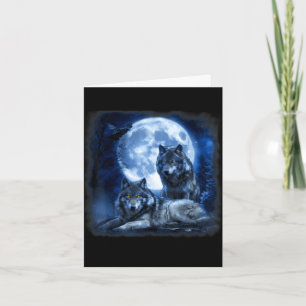 Wildlife wolf howling moon forest nature wild card