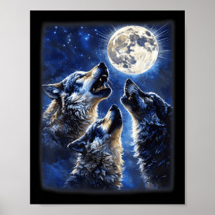 Wildlife Wolves Lovers Wolf Howling At The Moon Me Poster
