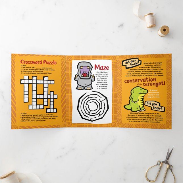 Wildlife Zebra Puzzle Greeting Card Trifold  (Inside)