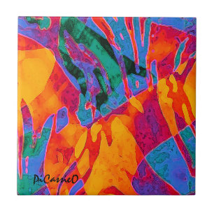 Wildly Colourful Abstract Art by PiCassieO Ceramic Tile