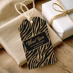Wildly Happy Bachelorette Zebra Black Gold ID1151 Gift Tags