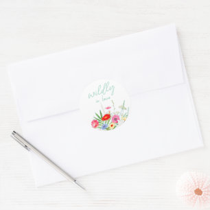 Wildly In Love Bridal Shower Classic Round Sticker