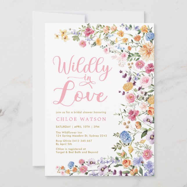 Wildly in Love Wildflower Garden Bridal Shower Invitation (Front)