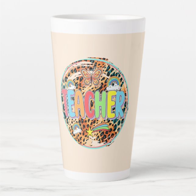 Wildly Inspiring – Bold Floral Tribute to Teachers Latte Mug (Front)