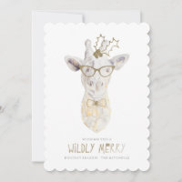 Wildly Merry Giraffe Holiday Photo Card