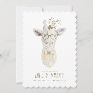 Wildly Merry Giraffe Holiday Photo Card