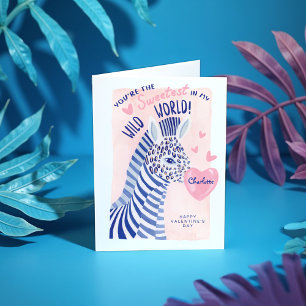 Wildly Sweet Zebra Heart Gum Bubble Valentine Card