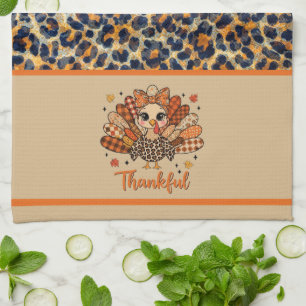 Wildly Thankful – Leopard Print Turkey Tea Towel