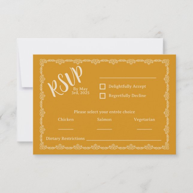 Wildly Yours Rustic Boho Wedding RSVP Card  (Front)