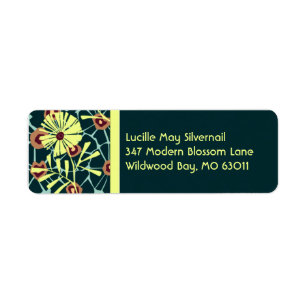 Wildwood Bay in Dark Teal and Bright Yellow Return Address Label
