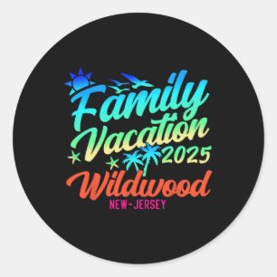 Wildwood Beach New Jersey Family Vacation Matching Classic Round Sticker