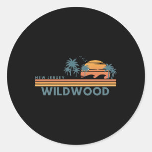 Wildwood Beach New Jersey Summer Vacation Vintage Classic Round Sticker