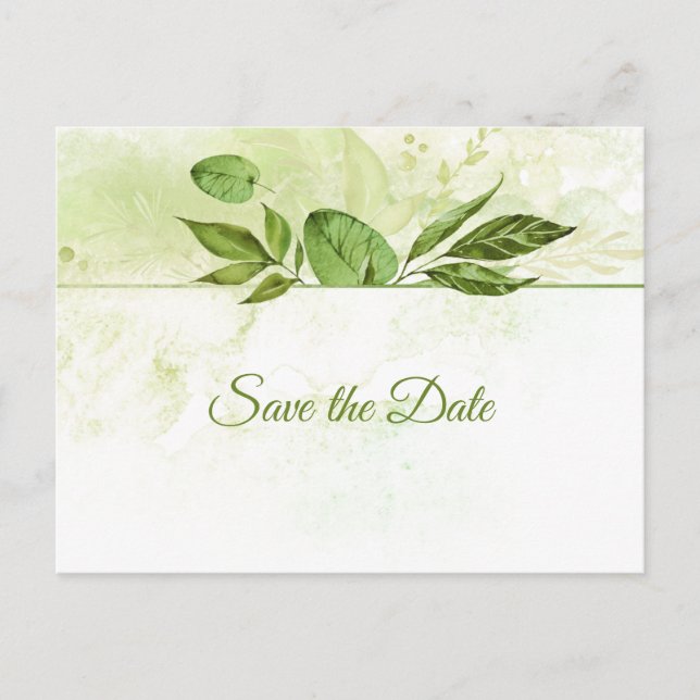 Wildwood Botanicals Rustic Greenery Save the Date Announcement Postcard (Front)