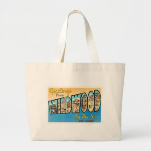 Wildwood by the Sea New Jersey NJ Vintage Postcard Large Tote Bag
