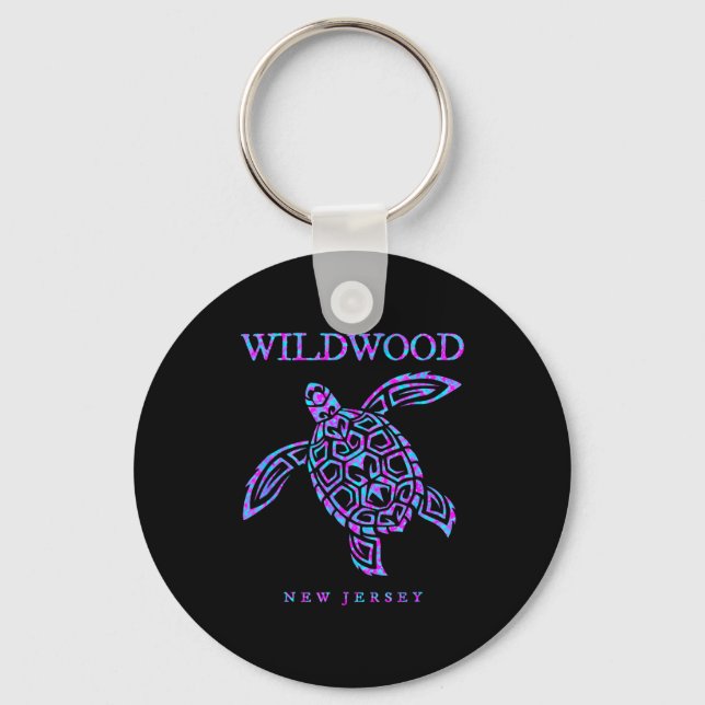 Wildwood New Jersey Sea Turtle Beach Vacation Men  Key Ring (Front)