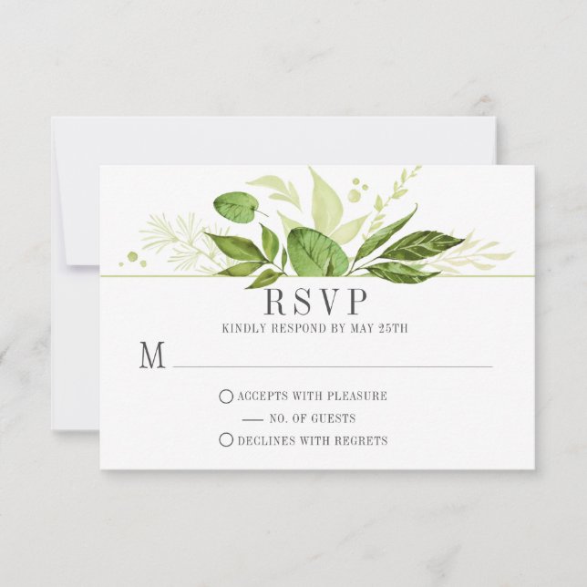 Wildwoods Botanicals Greenery Frame RSVP Card (Front)