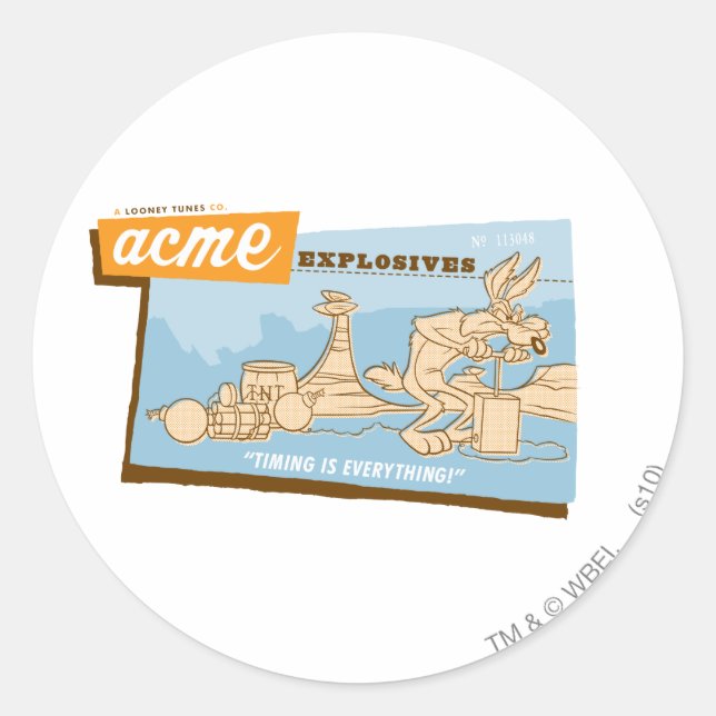 WILE E. COYOTE™ Acme Explosives 2 Classic Round Sticker (Front)