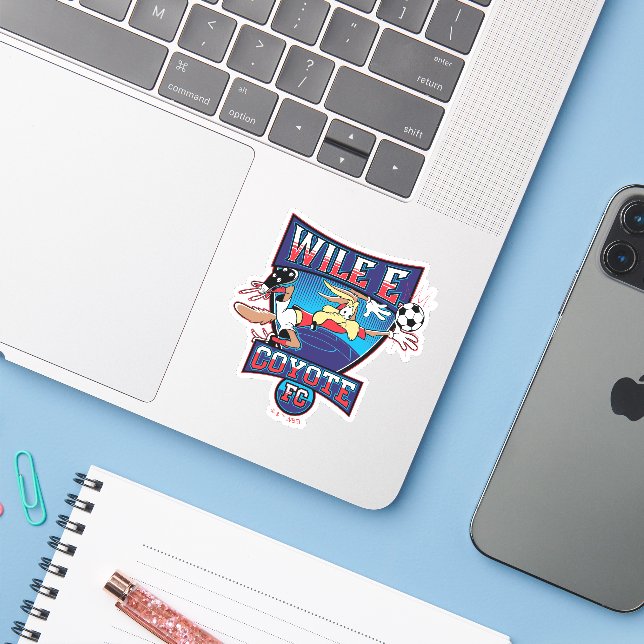 WILE E. COYOTE™ Football Club Badge (Laptop w/ iPhone)