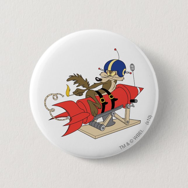 WILE E. COYOTE™ Launching Red Rocket 6 Cm Round Badge (Front)