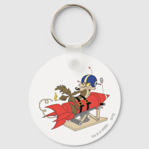 Wile E. Coyote Launching Red Rocket Key Ring