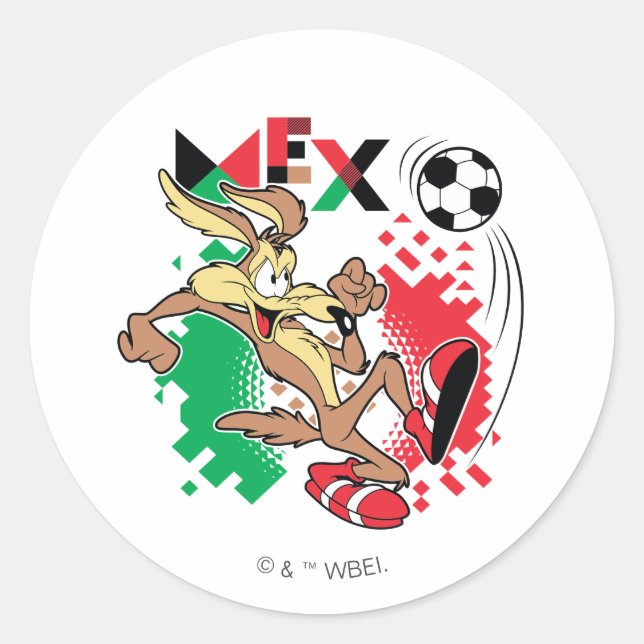 WILE E. COYOTE™ Team Mexico Soccer Graphic Classic Round Sticker (Front)