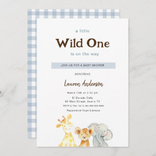 Wile One Baby Animals Boy Baby Shower Invitation