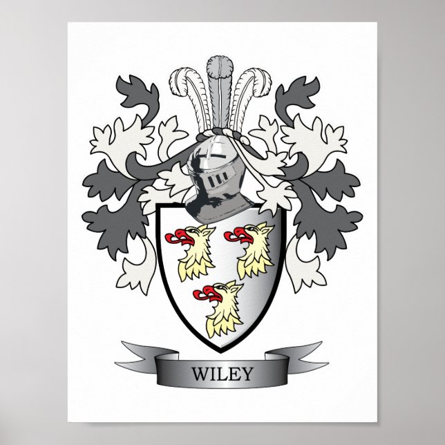 Wiley Family Crest Coat of Arms Poster (Front)