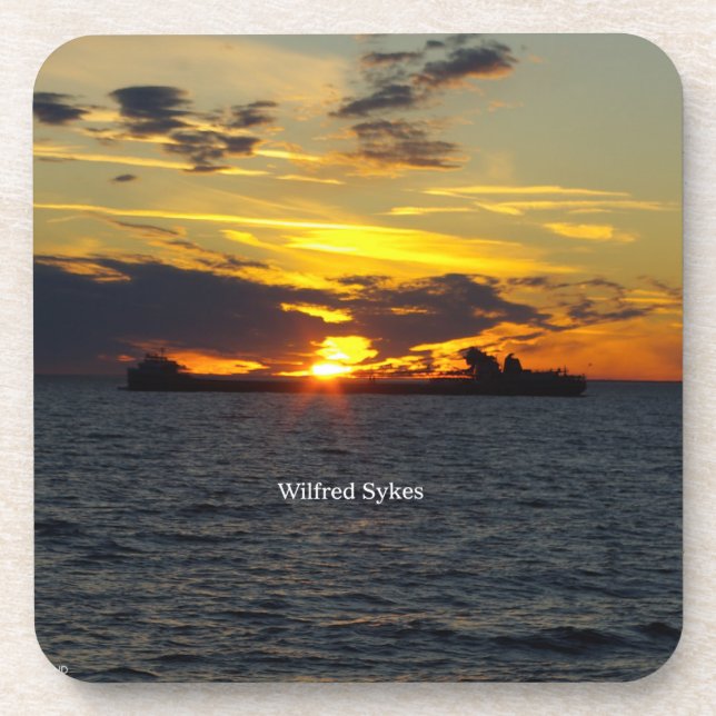 Wilfred Sykes sunset 6 hard plastic coasters (Front)