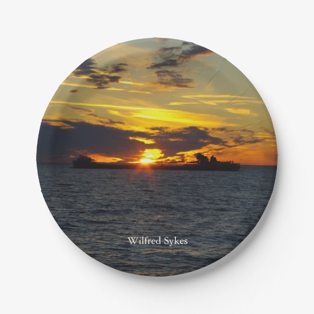Wilfred Sykes sunset paper plate (Front)
