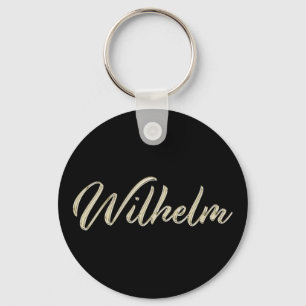 Wilhelm Name whitegold Button Schlüsselanhänger Key Ring